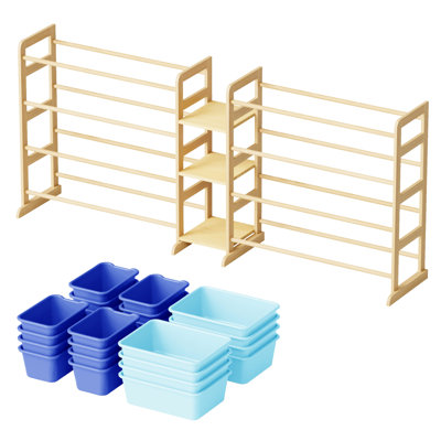 Organisateur de rangement pour jouets avec 3 tablettes et 24 bacs, bibliothèque pour enfants, étagère à jouets