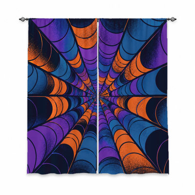 2Pcs Spider Web Curtains, light filtering fabric, abstract geometric pattern, sunshade and privacy protection, rod-pocket design, suitable for living room, bedroom, balcony, kitchen home decoration
