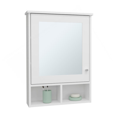 Medicine Cabinet 29" H, With 5 Shelves, 1 Door, And 1 Mirror, White