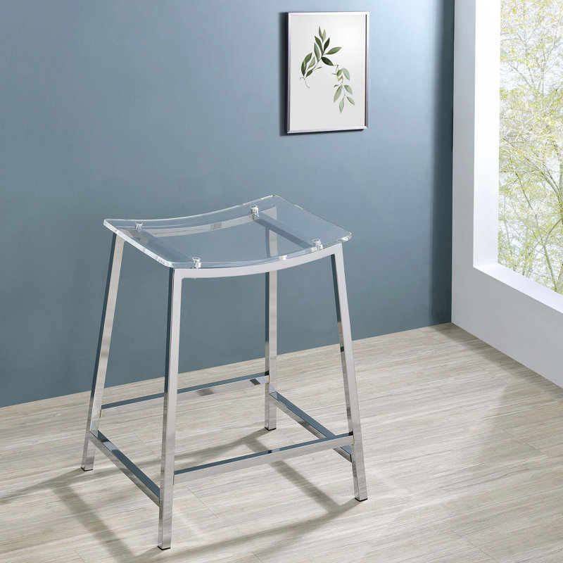 Tabouret chromé sans dossier (ensemble de 2), Tabouret de comptoir (siège d'une hauteur de 24 p