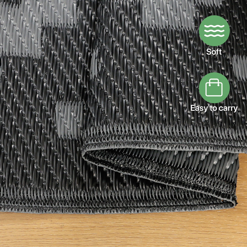Geometric Recycled P.E.T Area Rug, Black/Grey, Rectangle 270 x 540 cm