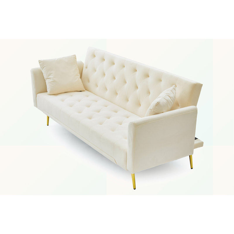 Twin 71'' Velvet Sofa, Gray Velvet