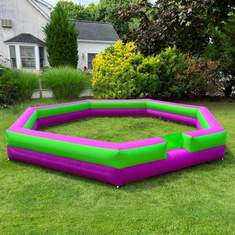 Boule gonflable Gaga avec puissant ventilateur et terrain de jeu Gagaball portable pour les activités familiales intérieures et extérieures (mauve / vert)