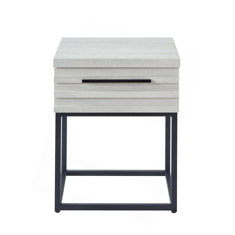 Celestial Contemporary Storage End Table, White