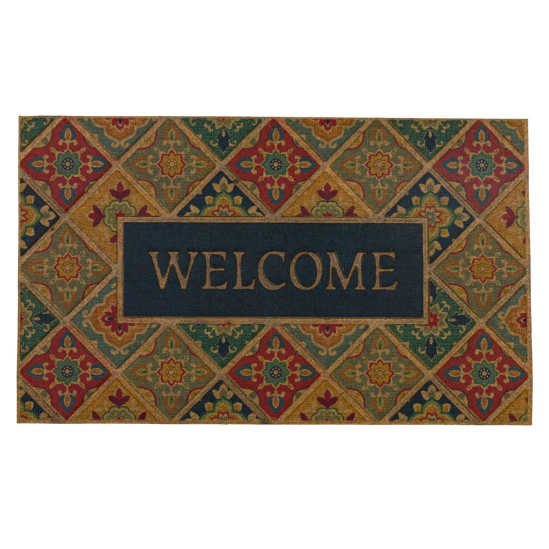 Tile Garden Welcome Mutlicolor Novelty Weather Resistant Non-Slip Outdoor Door Mat