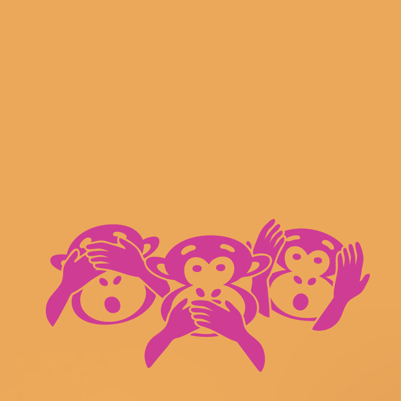 Décalcomanie murale tête de singe à trois senses, Rose vif