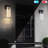 2-Pack Modern Geometric LED Crystal Wall Lantern Matte Black-129620462