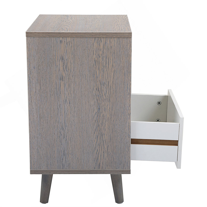 Ensemble de 2 tables de chevet avec compartiment de rangement et tiroir