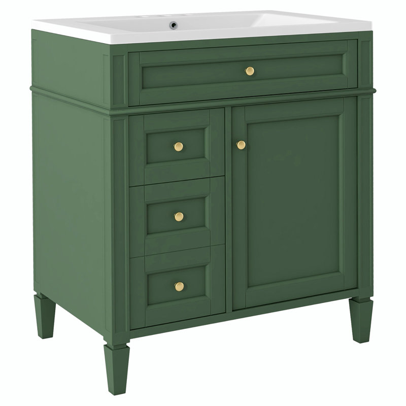  Meuble-lavabo simple avec plateau Sahori, Vert