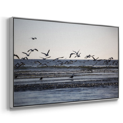 Vol de mouettes encadré sur toile