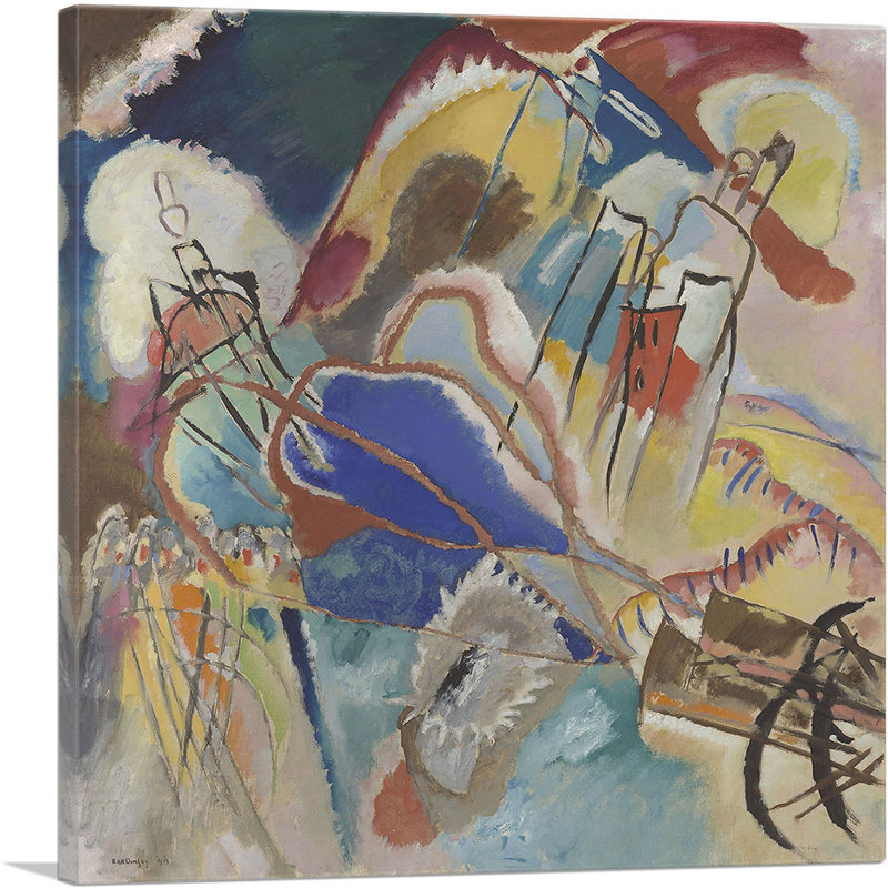 «Improvisation no 30 cannons 1913» par Wassily Kandinsky - reproduction d'art sur toile tendue, H 26 po x l 26 po x P 1,5 po