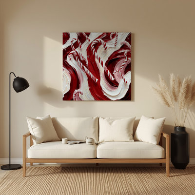 Art mural rouge en métal Christmas Canes