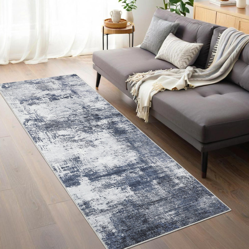 Abstract Machine Washable Rug Non-Slip Area Rug Modern Design Rug Durable Floor Carpet Easy-Cleaning Rug, Runner 2' x 6'