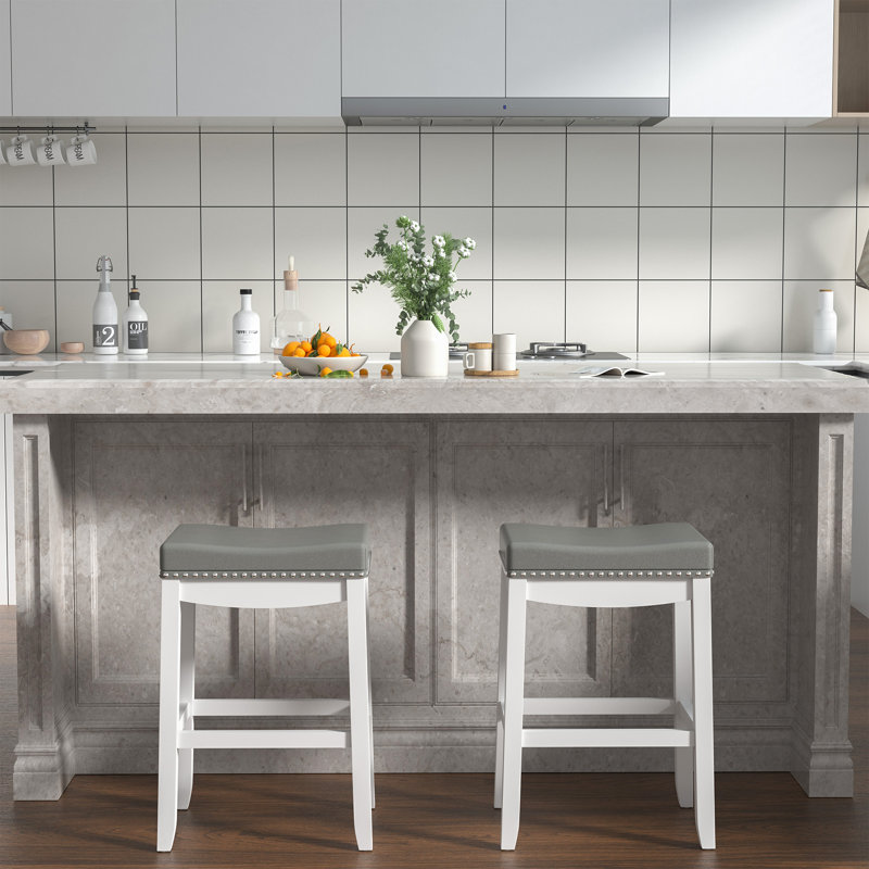 Tabouret Rakiem, Blanc, Tabouret de comptoir (siège d’une hauteur de 24, 2