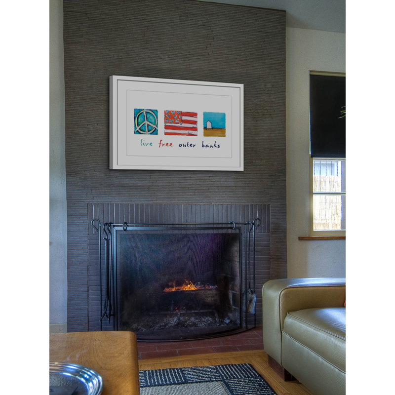 Live Free Outer Banks Abstract Canvas Print in White Frame