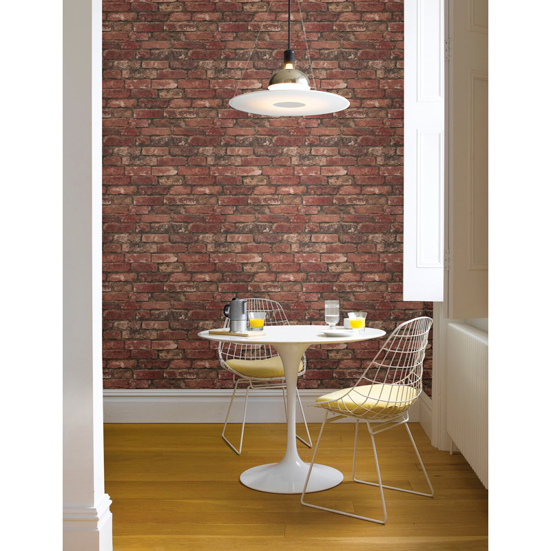  Rouleau de papier peint L 33 pi x l 20,5 po Exposed Brick, Rouge
