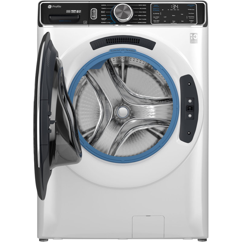 GE Profile 5.3 Cu Ft Capacity Smart Front Load Energy Star Washer With Ultrafresh Vent System+ With Odorblock, White/Black