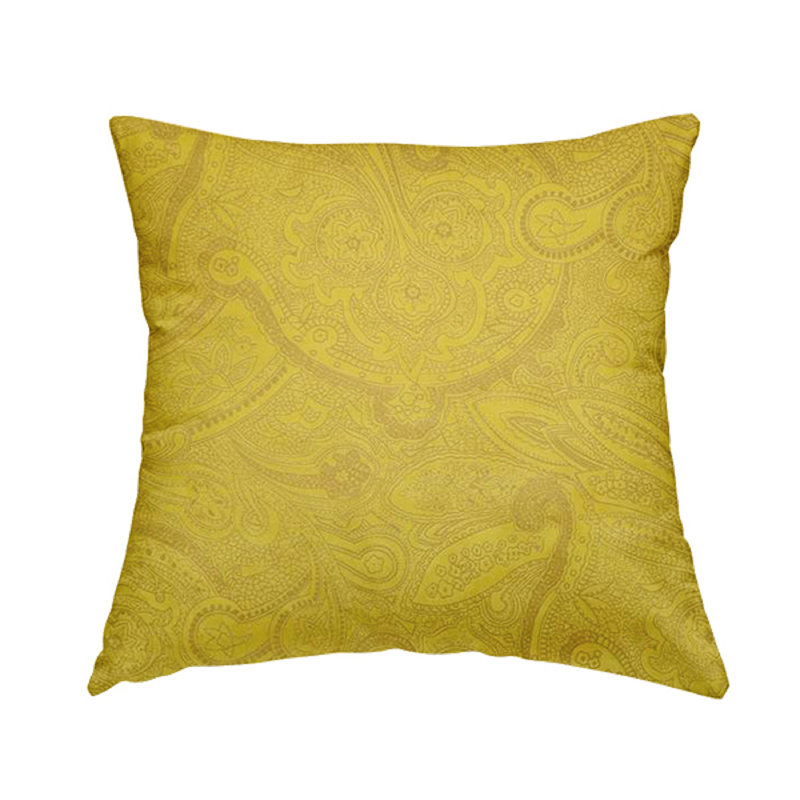 Bazile Paisley Rectangular Throw Cushion, Yellow