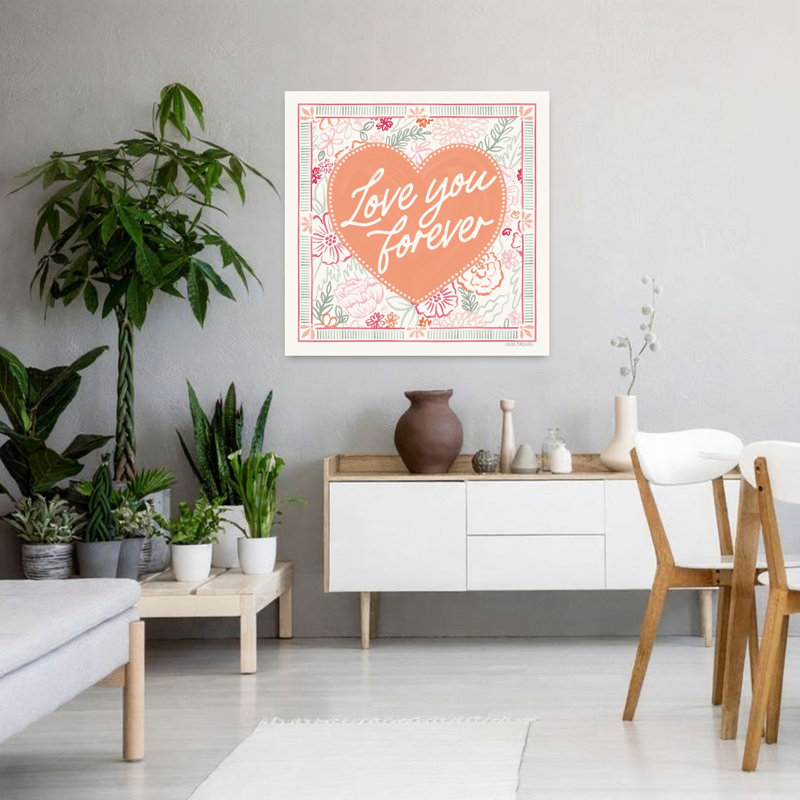 Blooming Hearts V, art floral contemporain, H 36 po x l 36 po