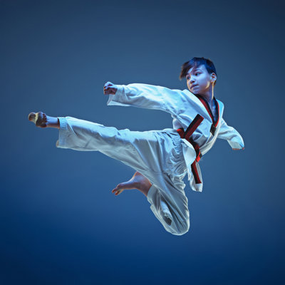 Young Boy Training Karate - Wrapped Canvas Print