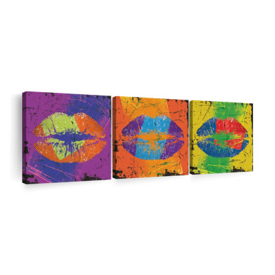 " Halftone Grunge Lips " by PaintboxJenny 3 - Pieces