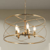 20" Modern Brass Chandelier w 6 Lights