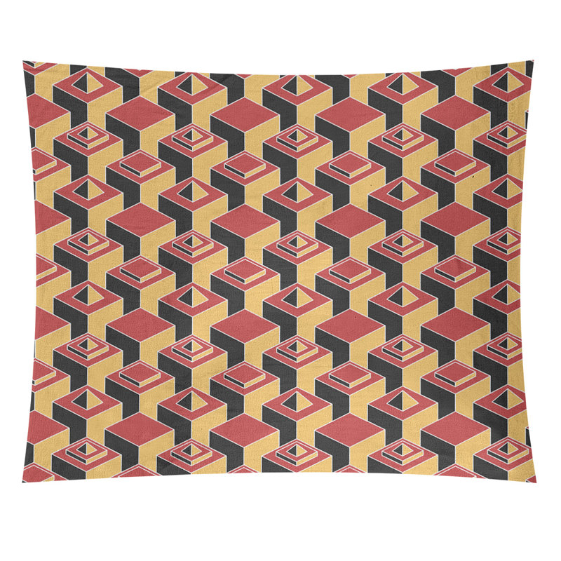 Tapisserie, H 68 po x l 80 po, Rouge/jaune