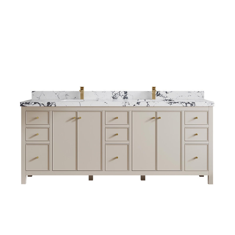 Chicago 84'' Double Bathroom Vanity with Quartz Top