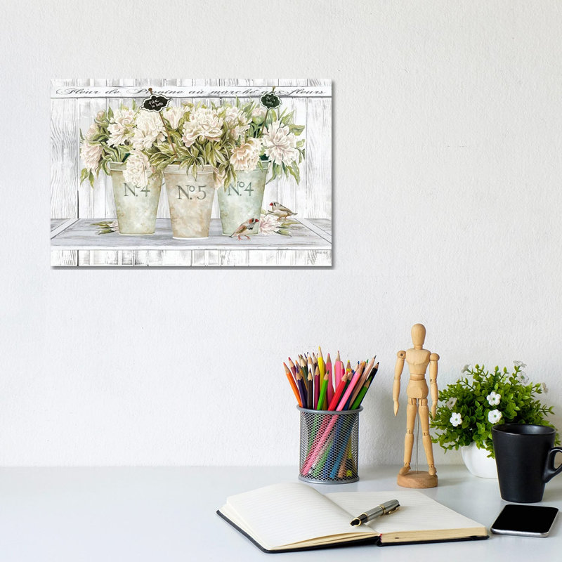 Nature morte aux pivoines françaises II, H 8 po x l 12 po x P 0,75 po