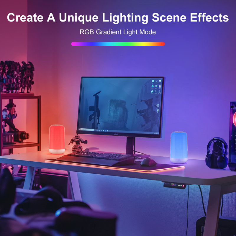 Dimmable Touch Night Light Rechargeable RGB Bedside Lamp