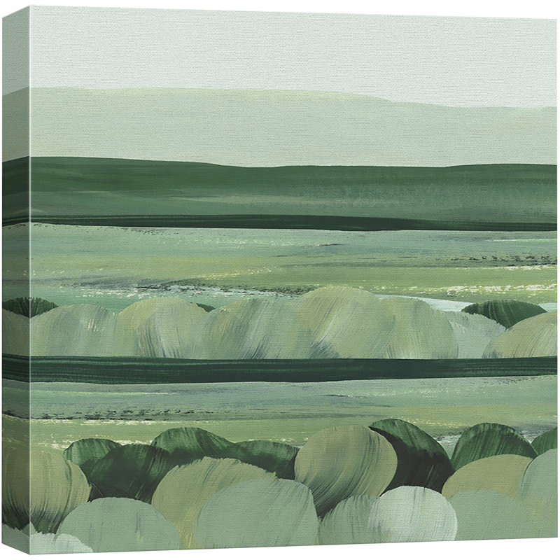 Green Abstract Landscape, Wrapped Canvas, 12" H x 12" W
