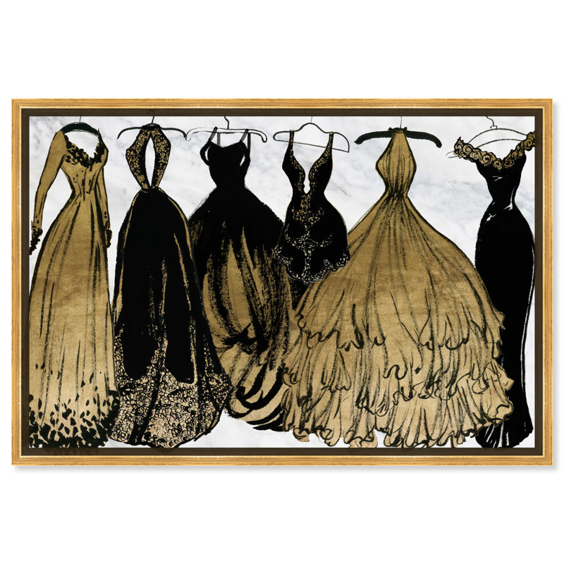 Glamorous Gold and Black Fashion Dresses Canvas Print