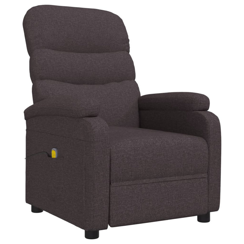 Fauteuil inclinable massant, Brun foncé 100 % polyester