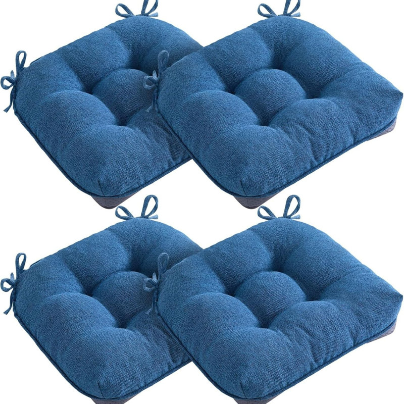 Dining Chair Cushions Set Of 4 Memory Foam 15.5 Inch Blue