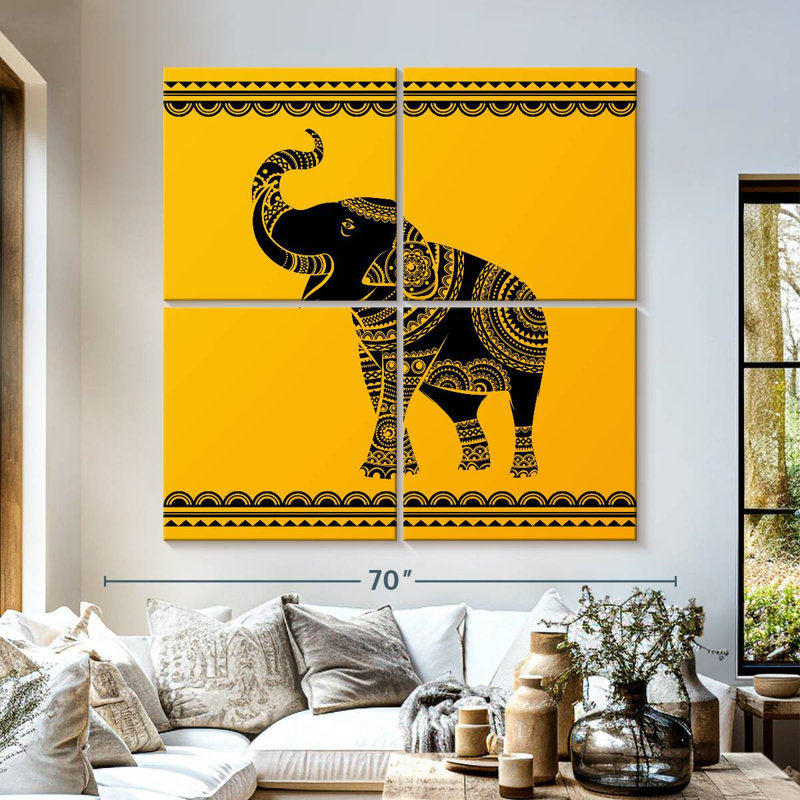 Éléphant orné, H 57 po x l 57 po