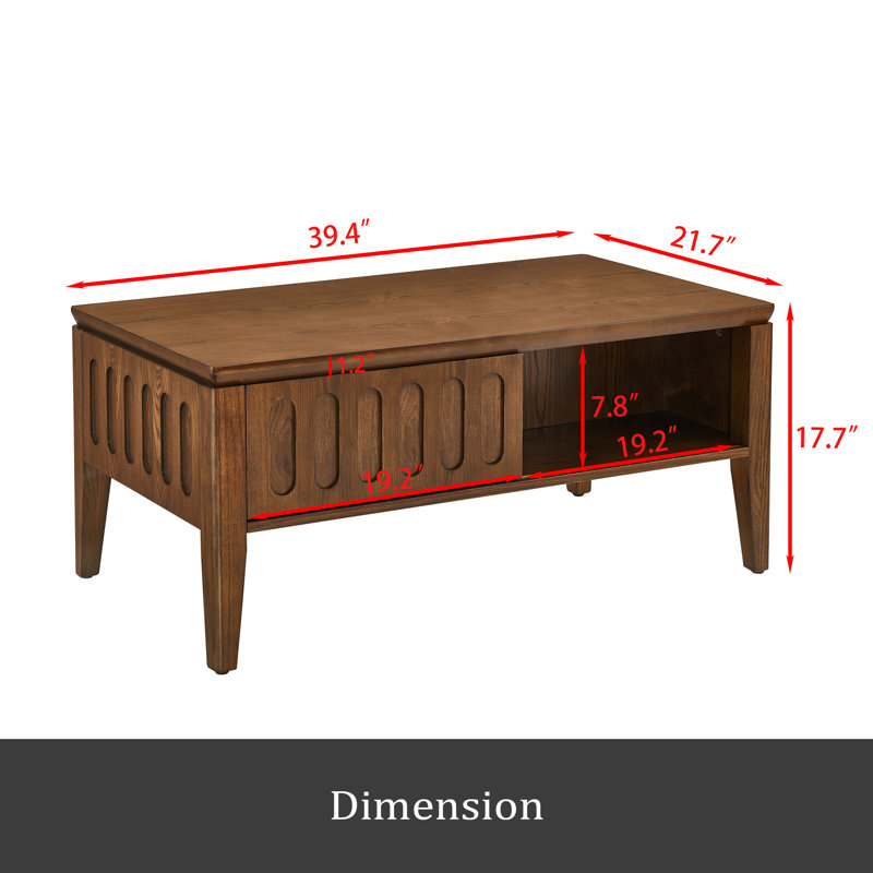 Table basse cannelée moderne Mid Century