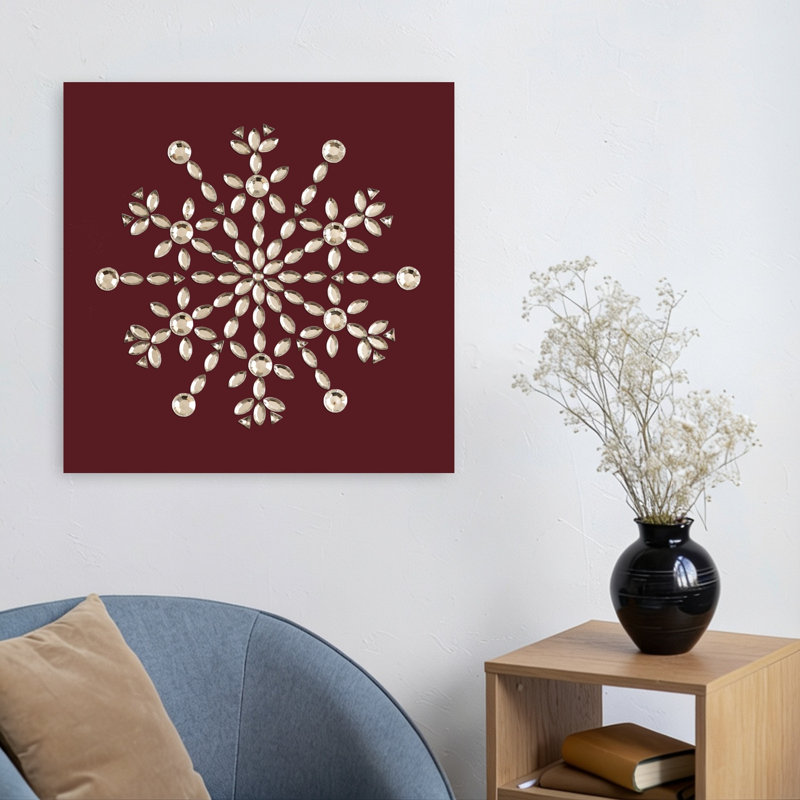 " Crystal Snowflake Elegant Geometric Abstract Winter Landscape Wall Art Print " by Renate Holzner, H 24 po x l 24 po