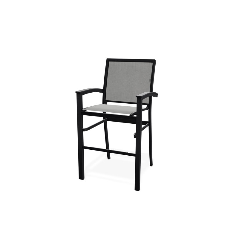 Chaise de café empilable en aluminium Bazza, Noir, Alliage Sunbrella®