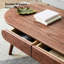 Table de hall d'entrée ovale en noyer - chêne massif, rangement de tiroir, bureau accueillant en bois de chêne moderne, finition noyer, espace de travail fonctionnel