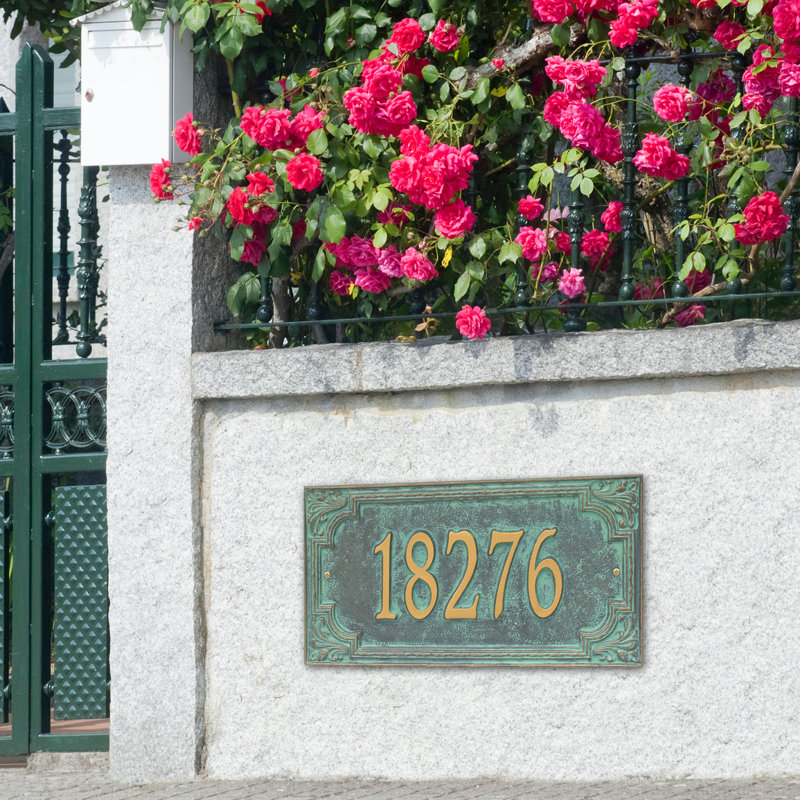 Plaque d'adresse murale 1 ligne Signature Series, Vert-de-gris, Bronze, Oui