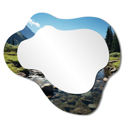 Rustic Decorative Wall Mirror – USA Rocky Mountain National Park River I, Metal Print