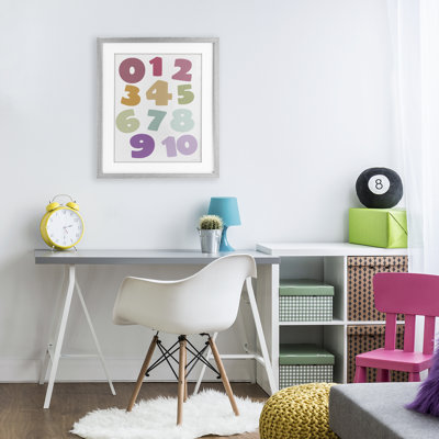 Muted Counting Numbers Framed Print Under Glass, design by Susan Ball