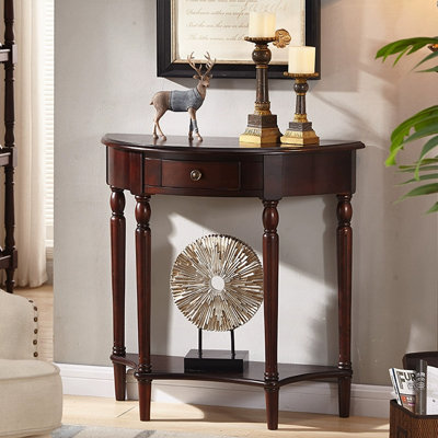 Console demi-cercle en bois massif brun