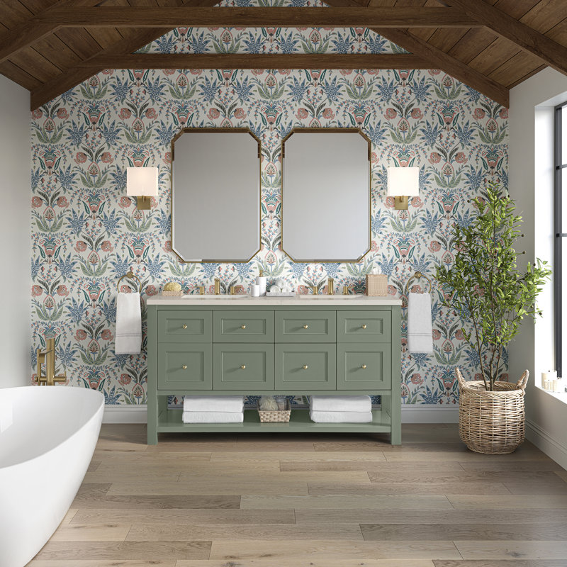 Breckenridge 60'' W Double Vanity, Smokey Celadon, Siberian, Widespread