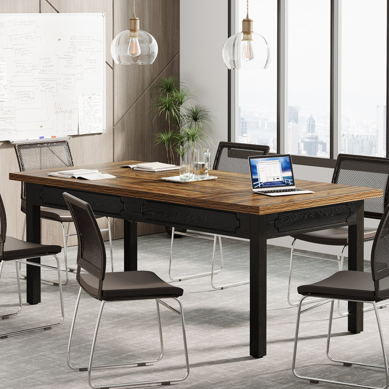 Rectangle Conference Table, Rustic Brown