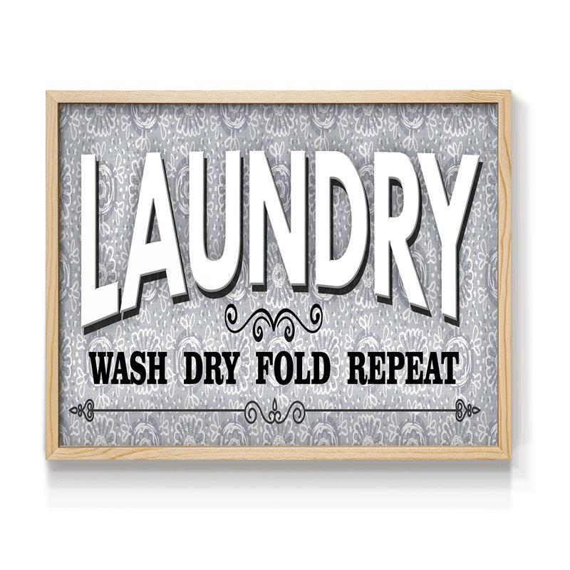 «Laundry Sign Wash», impression encadrée, H 8 po x l 10 po, Naturel