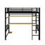 Full Size Metal Loft Bed Frame With Storage Shelf,Iron Mesh And LED Light