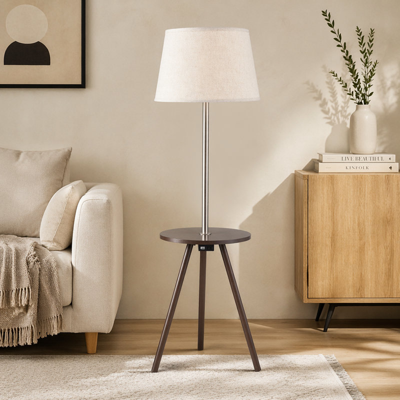 Table d'appoint ronde 57 po avec lampe et centrale électrique 57 po (1,56 / 9,9)