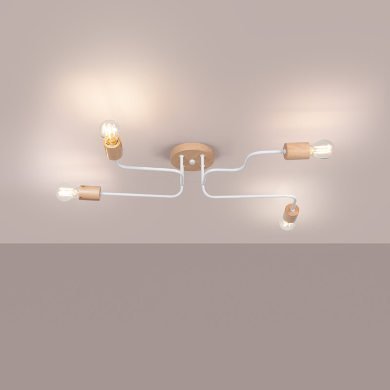 Chandelier, 16.5cm H x 58cm W x 75cm D, White, 4 Lights
