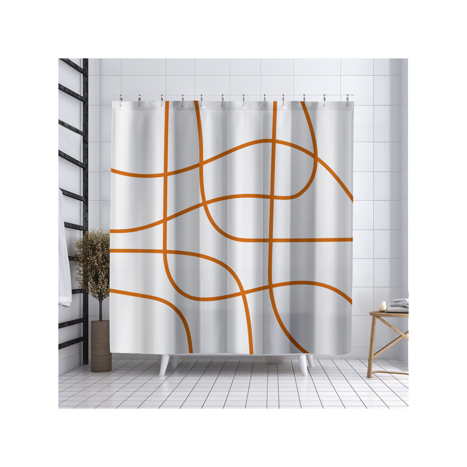 Coco Polyester Shower Curtain, Orange